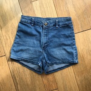 High Waisted Dark Wash Denim Shorts